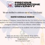 PCU Alumnus bags AI Scholarship Award at US Varsity
